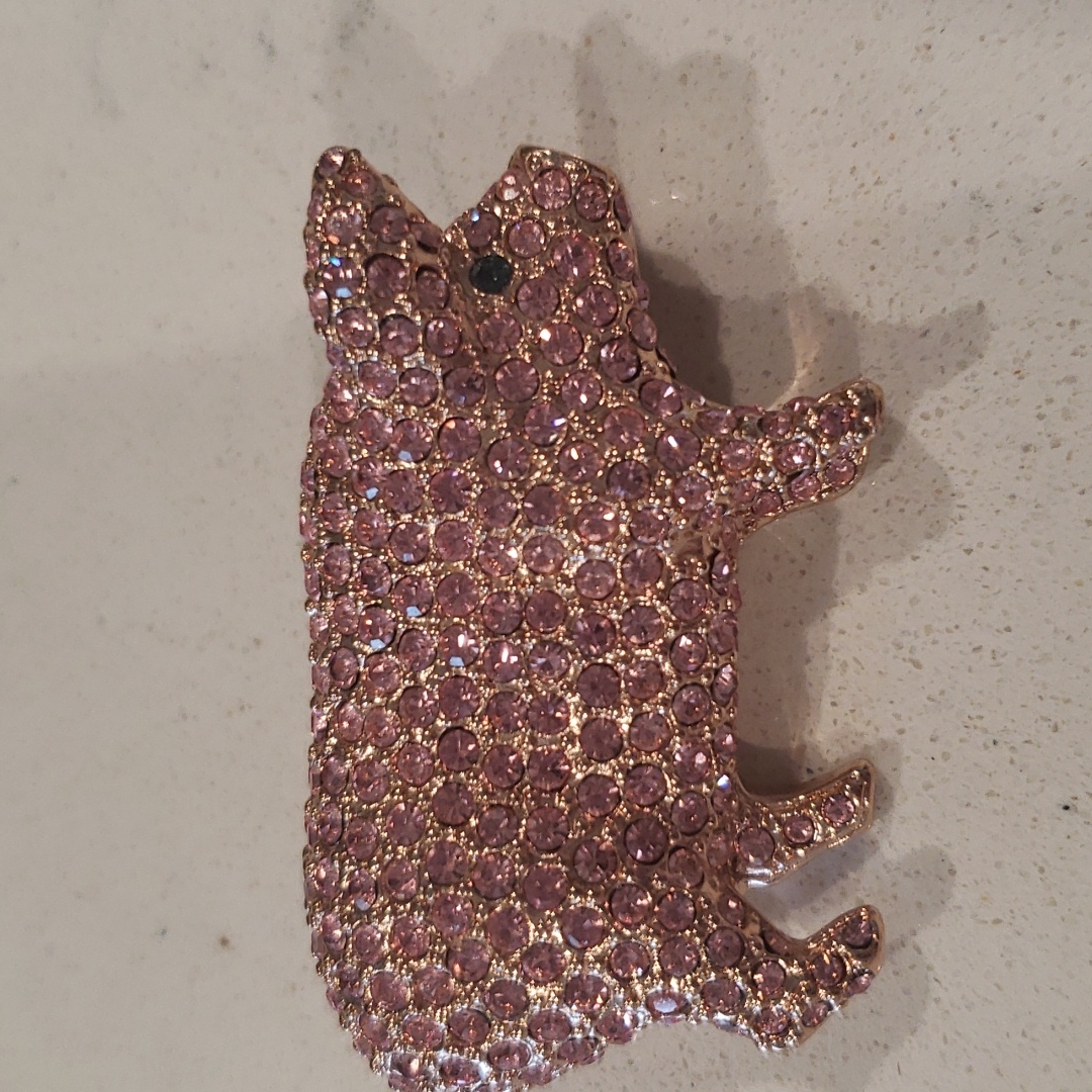 Pink Rhinestones Set In A Pig 25$
